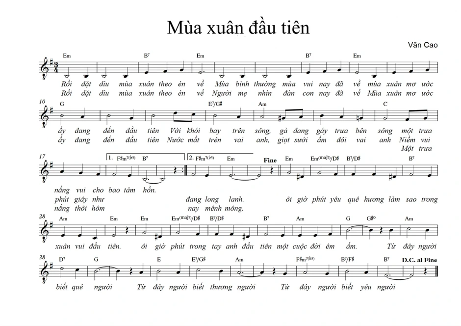 Câu chuyện đặc biệt phía sau bài hát "Mùa xuân đầu tiên" của Văn Cao Câu chuyện đặc biệt phía sau bài hát "Mùa xuân đầu tiên" của Văn Cao