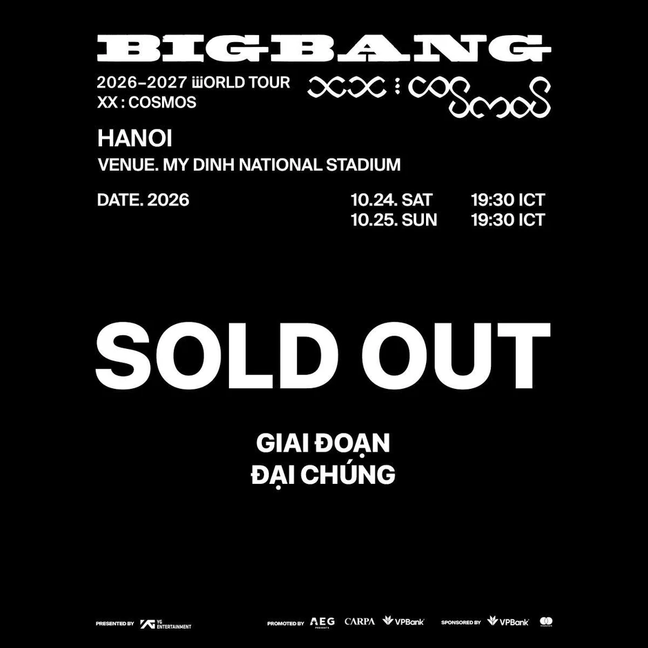 Hết toàn bộ vé 2 đêm diễn của BIGBANG tại Hà Nội Hết toàn bộ vé 2 đêm diễn của BIGBANG tại Hà Nội