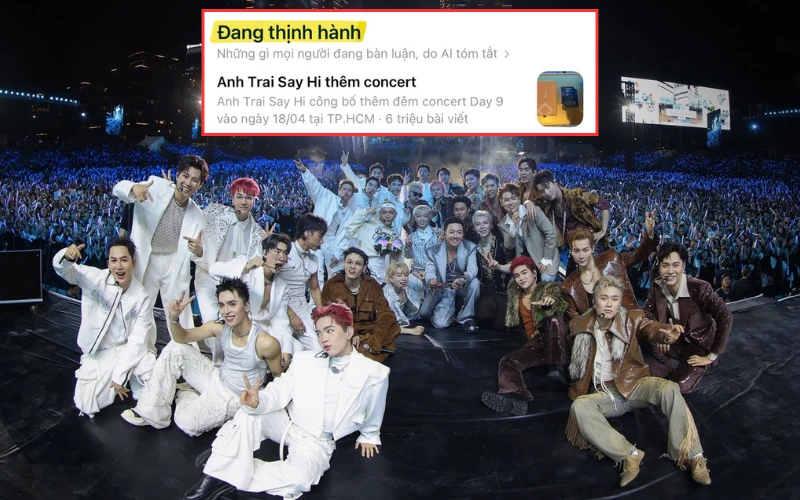 Hơn 6 triệu bài đăng đưa Anh Trai Say Hi lên thẳng xu hướng trong đêm Hơn 6 triệu bài đăng đưa Anh Trai Say Hi lên thẳng xu hướng trong đêm