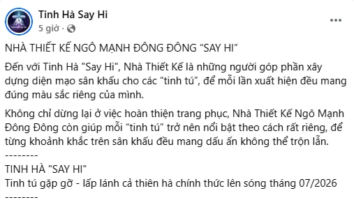Người hâm mộ "xin" NSX Tinh Hà Say Hi ngưng gọi nghệ sĩ là “tinh tú” Người hâm mộ "xin" NSX Tinh Hà Say Hi ngưng gọi nghệ sĩ là “tinh tú”
