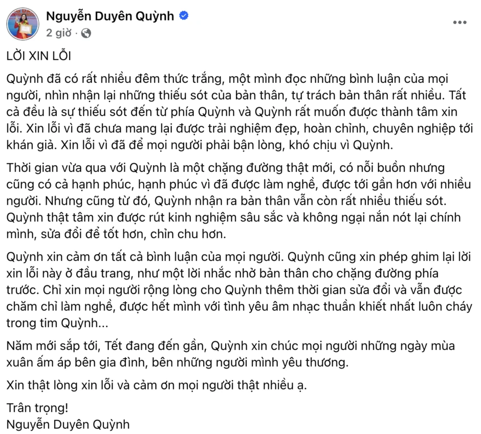 Nguyễn Duyên Quỳnh - giọng ca Nhạc viện phải xin lỗi vì hát nhép Nguyễn Duyên Quỳnh - giọng ca Nhạc viện phải xin lỗi vì hát nhép