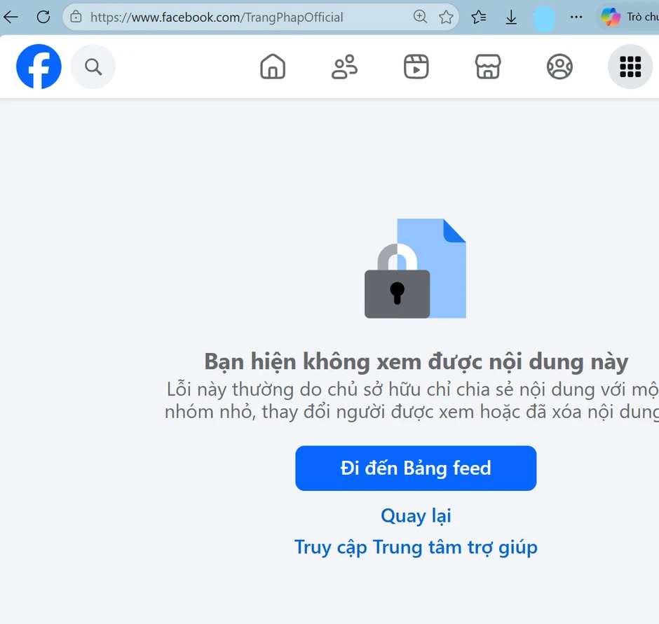 Trang Pháp "biến mất", khoá toàn bộ trang MXH Trang Pháp "biến mất", khoá toàn bộ trang MXH