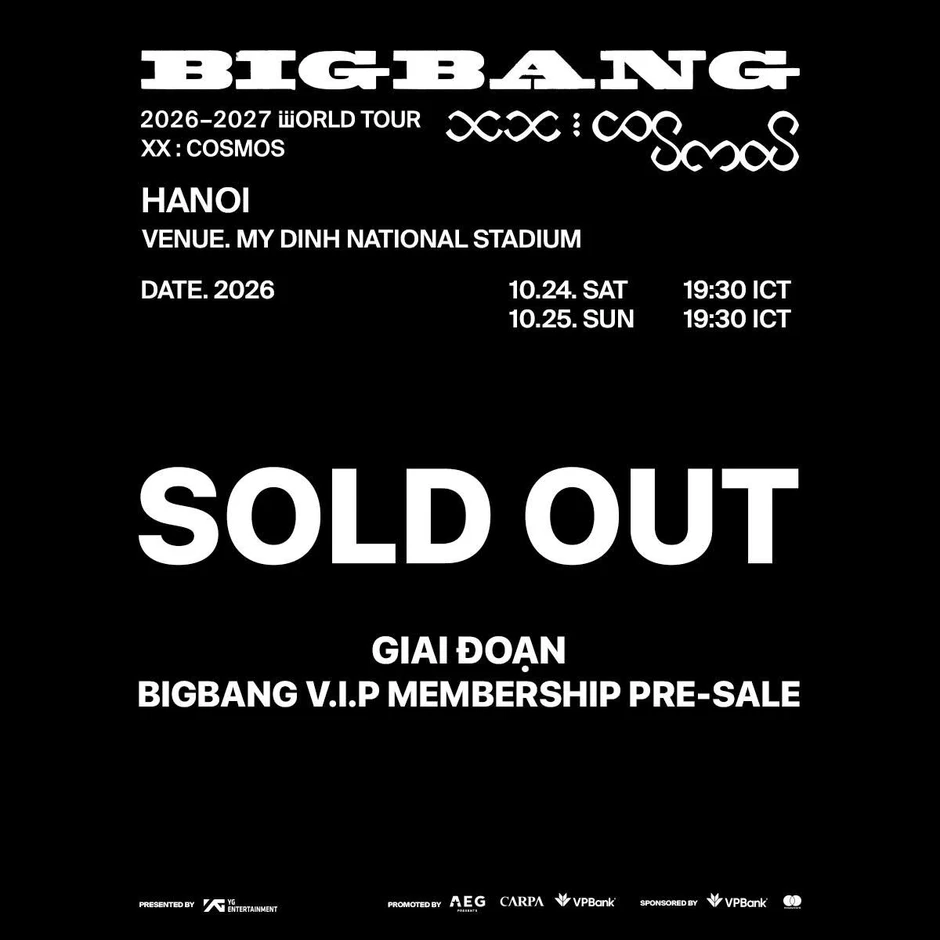 Vé BIGBANG tại Hà Nội “nóng” chưa từng thấy, cháy vé sau 2 giờ mở bán Vé BIGBANG tại Hà Nội “nóng” chưa từng thấy, cháy vé sau 2 giờ mở bán