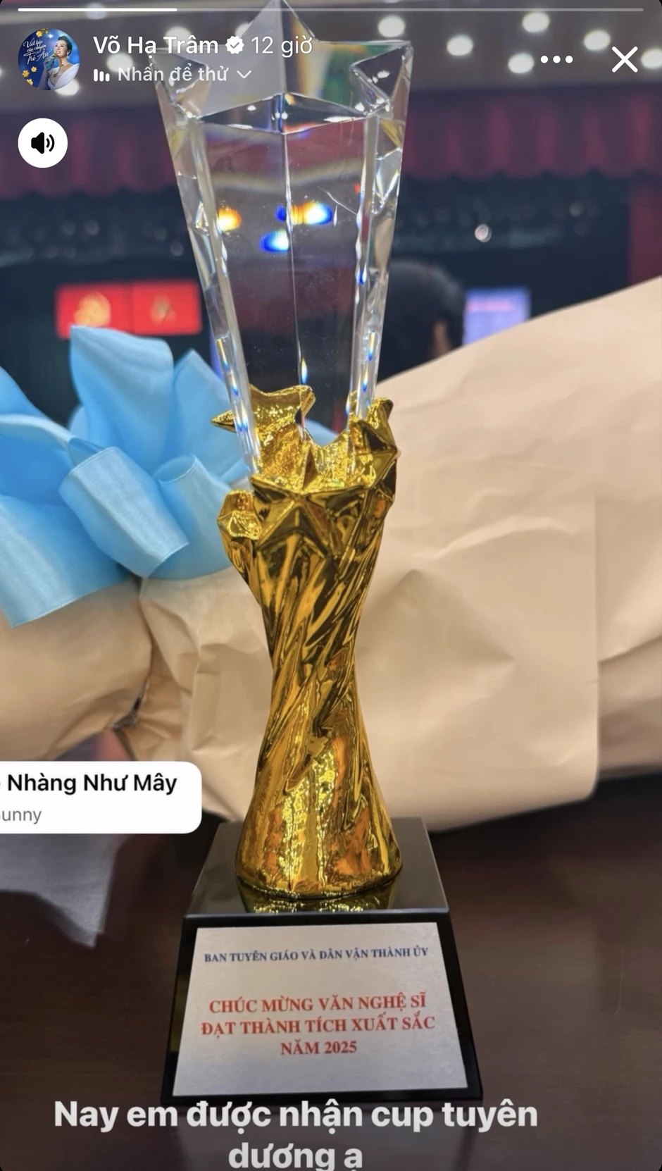 Võ Hạ Trâm nhận cúp vàng của Ban Tuyên Giáo, là giảng viên Nhạc viện đắt show bậc nhất Võ Hạ Trâm nhận cúp vàng của Ban Tuyên Giáo, là giảng viên Nhạc viện đắt show bậc nhất