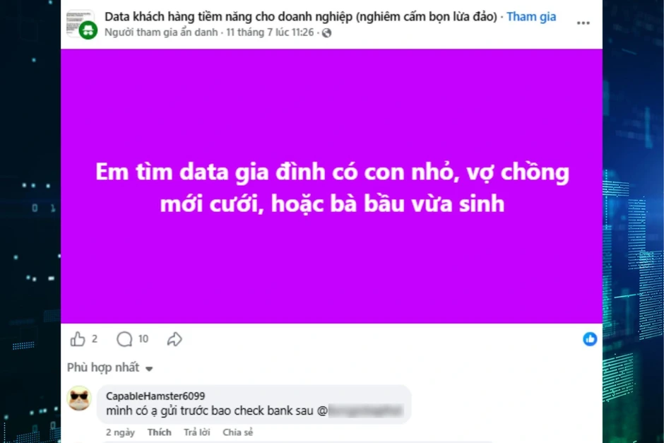 Dữ liệu cá nhân bị rao bán tràn lan trên mạng như món hàng rẻ tiền Dữ liệu cá nhân bị rao bán tràn lan trên mạng như món hàng rẻ tiền