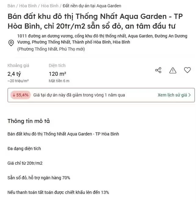 Đất nền có nơi 'bốc hơi' hơn một nửa so với mức giá đỉnh sốt Đất nền có nơi 'bốc hơi' hơn một nửa so với mức giá đỉnh sốt