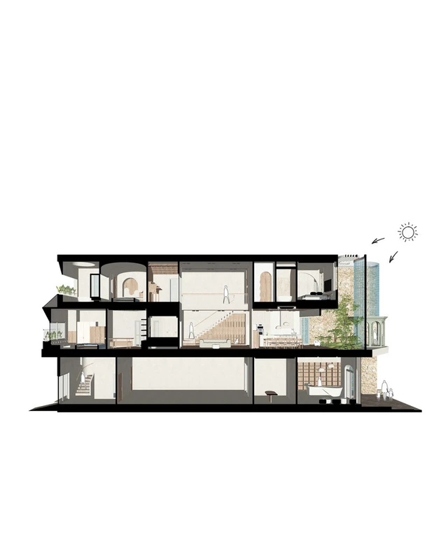 Độc đáo nhà phố 3 tầng có mặt tiền uốn lượn từ hàng nghìn viên gạch kính Độc đáo nhà phố 3 tầng có mặt tiền uốn lượn từ hàng nghìn viên gạch kính