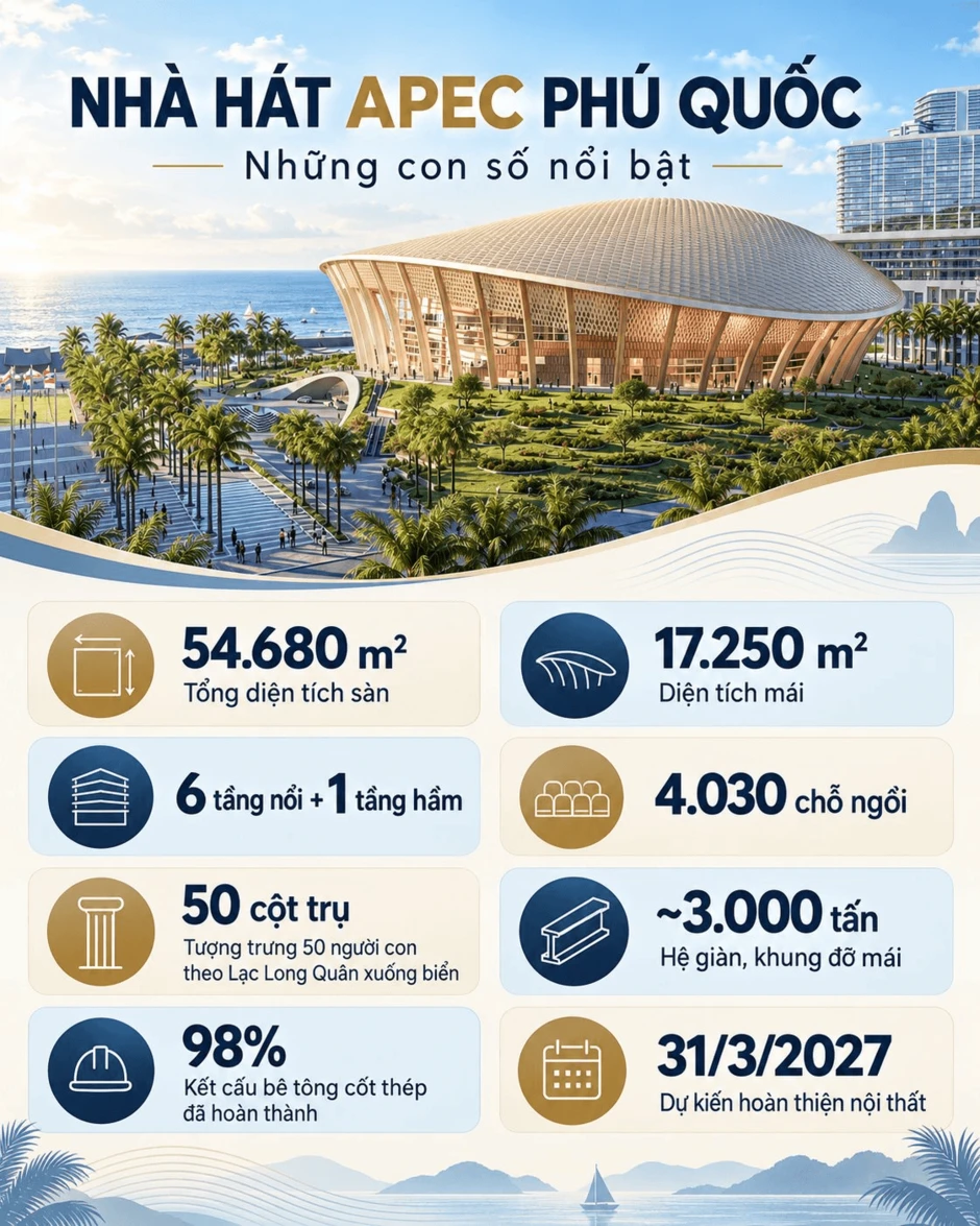 Sun Group sắp hoàn thành 1 công trình "lớn bậc nhất Việt Nam": Sàn rộng hơn 54.000m2, gồm 6 tầng nổi và 1 tầng hầm, bao quanh có 50 trụ cột mang truyền thuyết đặc biệt của người Việt Sun Group sắp hoàn thành 1 công trình "lớn bậc nhất Việt Nam": Sàn rộng hơn 54.000m2, gồm 6 tầng nổi và 1 tầng hầm, bao quanh có 50 trụ cột mang truyền thuyết đặc biệt của người Việt
