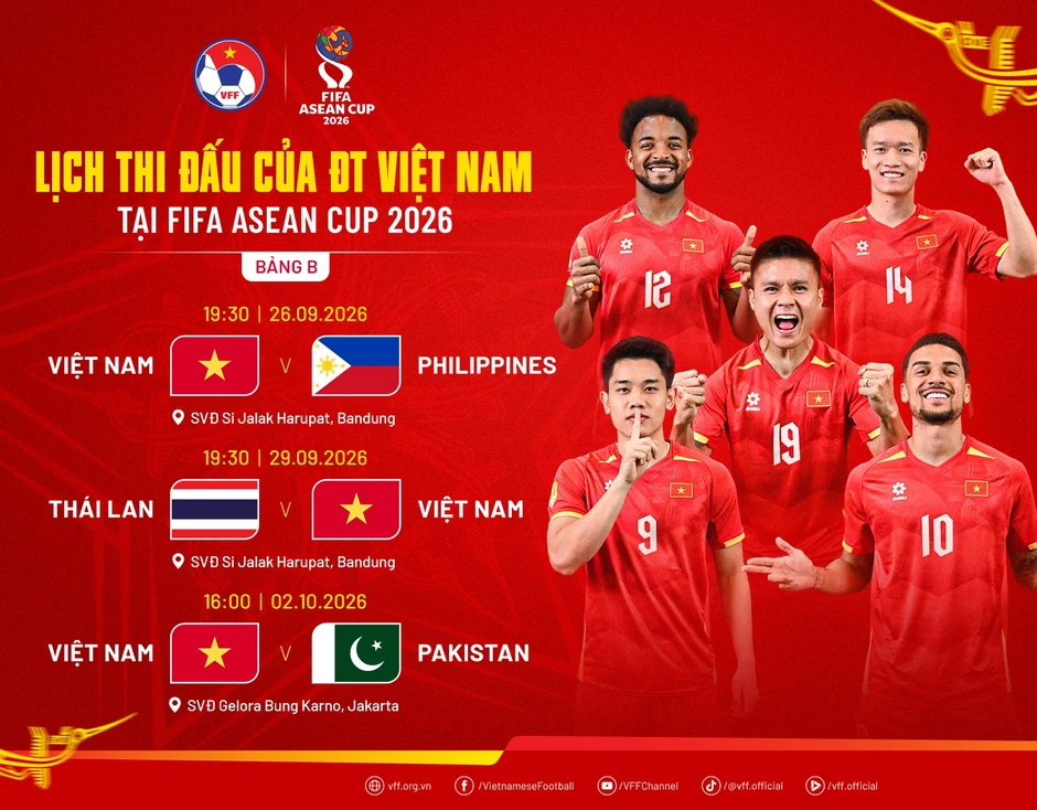 Đội tuyển Việt Nam công bố danh sách tham dự FIFA ASEAN Cup 2026 Đội tuyển Việt Nam công bố danh sách tham dự FIFA ASEAN Cup 2026