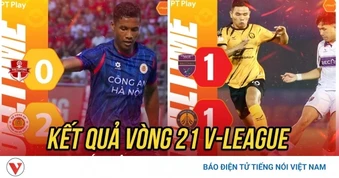 Kết quả vòng 21 V-League: CAHN thắng dễ Hải Phòng, Thanh Hóa hòa kịch tính