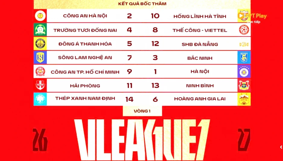 Lịch thi đấu V-League 2026/2027: HAGL đối đầu Nam Định ngay ở trận ra quân