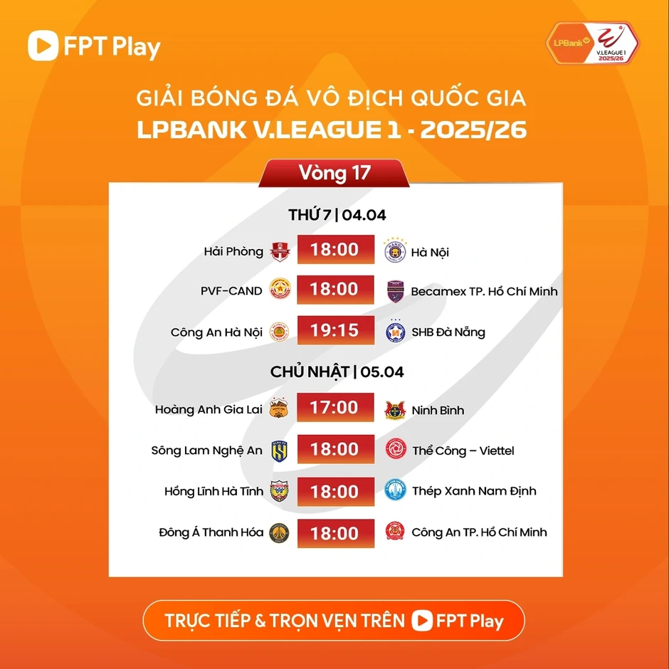 Lịch thi đấu vòng 17 V-League 2025/2026: HAGL đọ sức Ninh Bình Lịch thi đấu vòng 17 V-League 2025/2026: HAGL đọ sức Ninh Bình