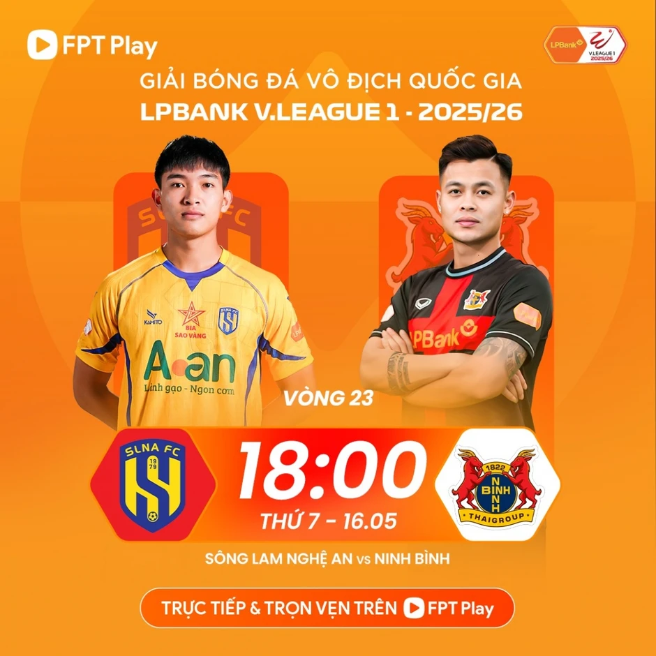 Trực tiếp SLNA vs Ninh Bình vòng 23 V-League 2025/2026 Trực tiếp SLNA vs Ninh Bình vòng 23 V-League 2025/2026