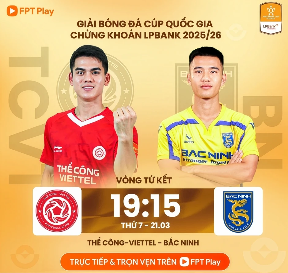 Trực tiếp Thể Công Viettel vs Bắc Ninh tứ kết Cúp Quốc gia 2025/2026