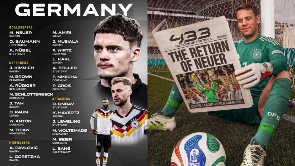 Danh sách tuyển Đức dự World Cup 2026: Công thần tái xuất sau khi giã từ đội tuyển Danh sách tuyển Đức dự World Cup 2026: Công thần tái xuất sau khi giã từ đội tuyển