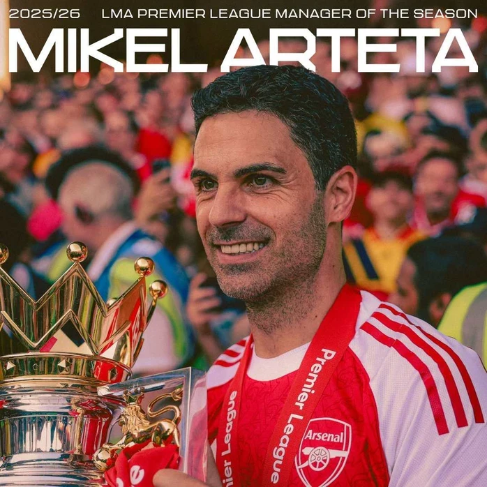 HLV Arteta được tôn vinh sau kỳ tích cùng Arsenal HLV Arteta được tôn vinh sau kỳ tích cùng Arsenal