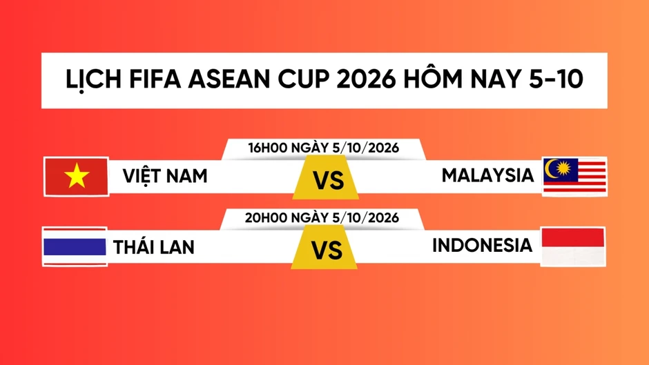 Lịch thi đấu FIFA ASEAN Cup 2026 hôm nay 5/10