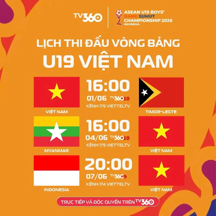 Lịch thi đấu và phát sóng của U19 Việt Nam đấu Indonesia ở giải Đông Nam Á Lịch thi đấu và phát sóng của U19 Việt Nam đấu Indonesia ở giải Đông Nam Á