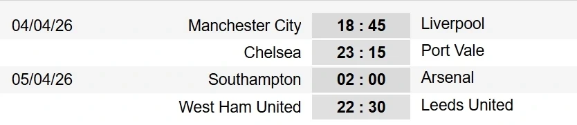 Lịch thi đấu và trực tiếp tứ kết FA Cup 2025/2026: Man City chạm trán Liverpool Lịch thi đấu và trực tiếp tứ kết FA Cup 2025/2026: Man City chạm trán Liverpool