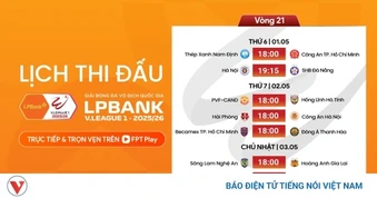 Lịch thi đấu vòng 21 V-League 2025/2026: Đại chiến ở Lạch Tray