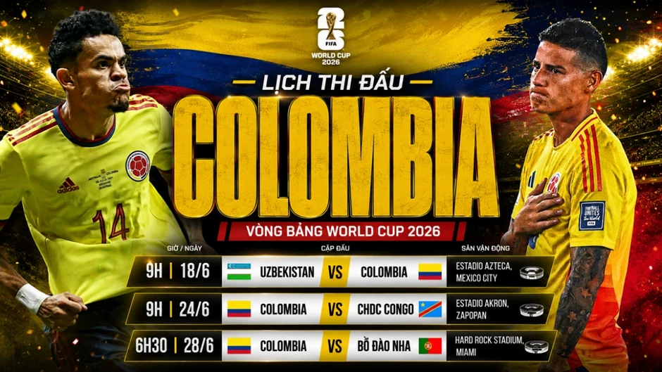 Lịch thi đấu World Cup 2026 của Colombia: Đội bóng Nam Mỹ đóng vai kẻ thách thức Lịch thi đấu World Cup 2026 của Colombia: Đội bóng Nam Mỹ đóng vai kẻ thách thức