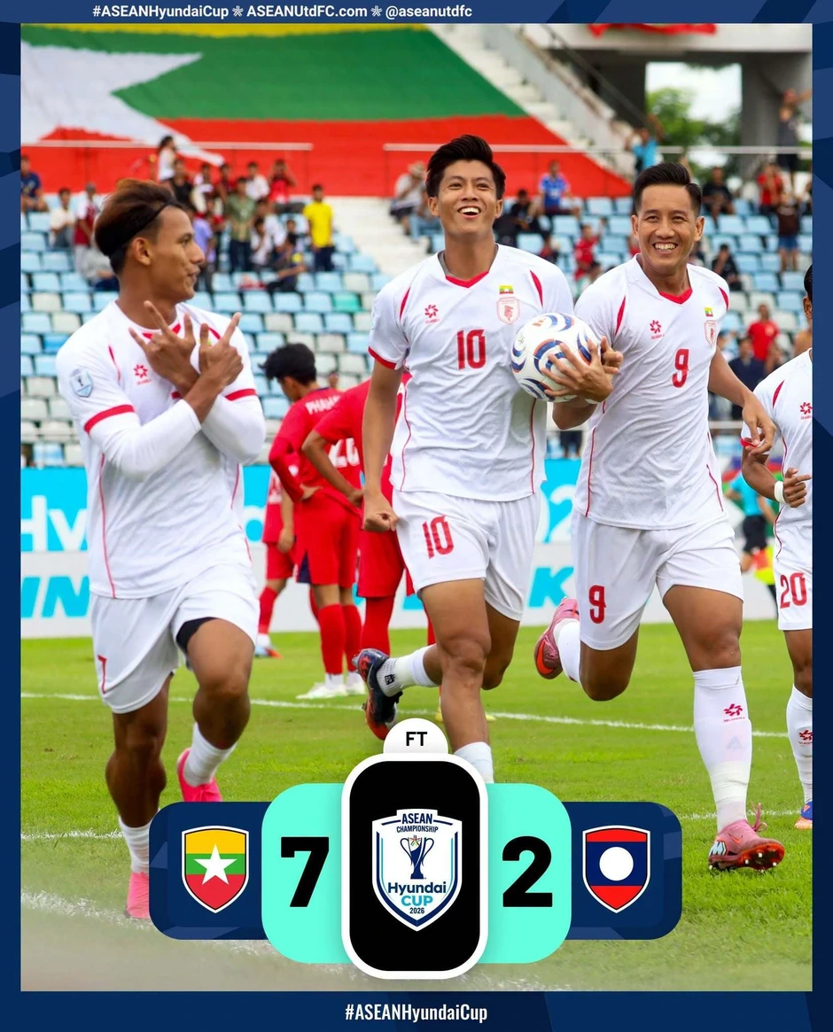 Thắng Lào 7-2, đội tuyển Myanmar nuôi hy vọng vào bán kết