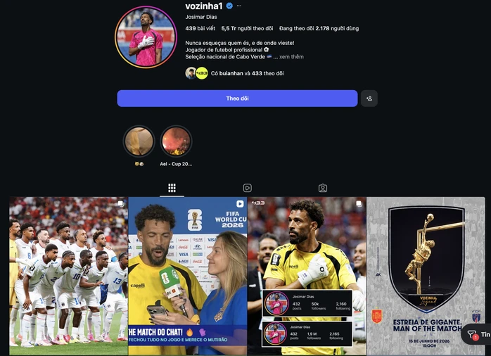 Thủ môn 40 tuổi của Cabo Verde thành hiện tượng World Cup, tăng gần 5,5 triệu người theo dõi
