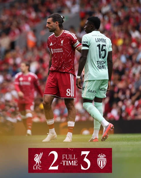 Kết quả Liverpool 2-3 Monaco: 'Lữ đoàn đỏ' thua ngược Kết quả Liverpool 2-3 Monaco: 'Lữ đoàn đỏ' thua ngược