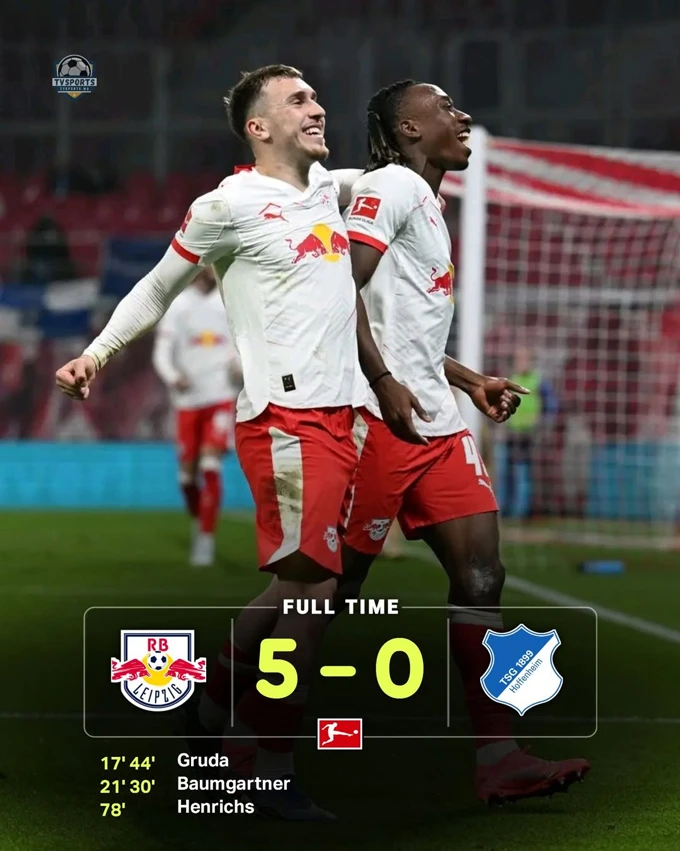 RB Leipzig đè bẹp Hoffenheim 5-0, trở lại top 3 Bundesliga RB Leipzig đè bẹp Hoffenheim 5-0, trở lại top 3 Bundesliga