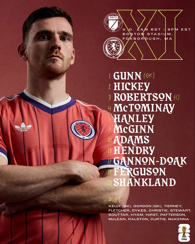 8h00 ngày 14/6, Trực tiếp Scotland vs Haiti: McTominay và Robertson đá chính 8h00 ngày 14/6, Trực tiếp Scotland vs Haiti: McTominay và Robertson đá chính