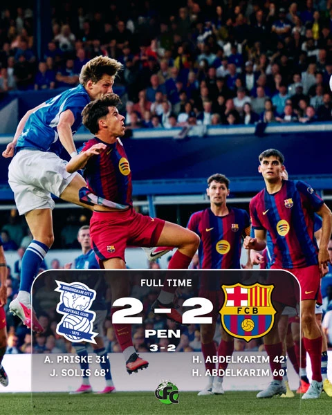 Barca thua Birmingham trên chấm luân lưu