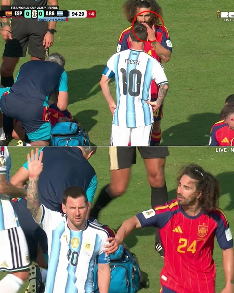 Bị Messi tố cáo, Cucurella vẫn thoát thẻ đỏ khi che miệng nói chuyện