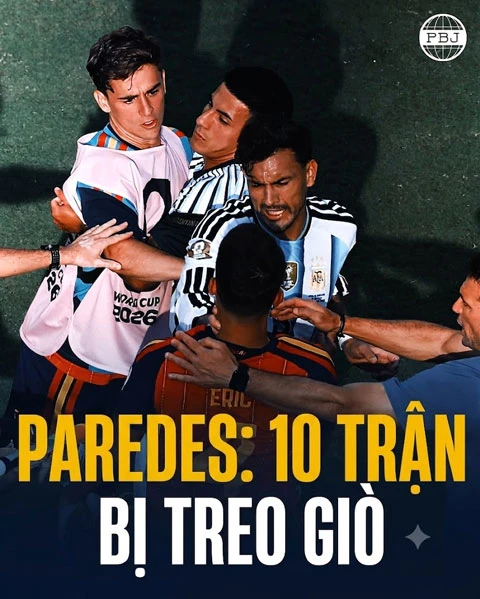 FIFA công bố án phạt cho Paredes và dàn sao Argentina sau trận chung kết World Cup 2026 FIFA công bố án phạt cho Paredes và dàn sao Argentina sau trận chung kết World Cup 2026