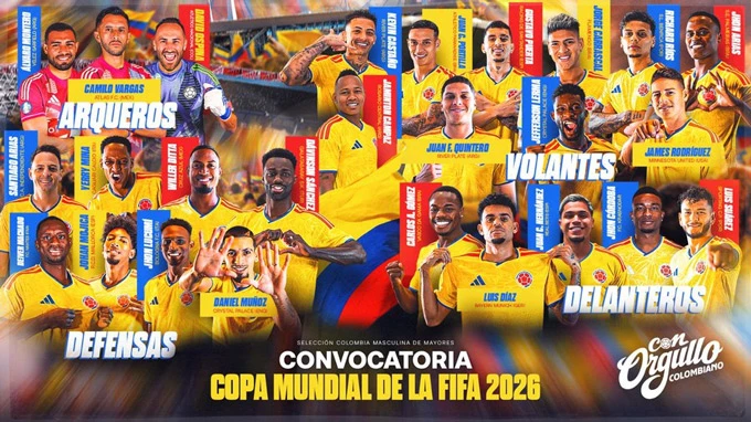 James Rodriguez và Luis Diaz dẫn đầu dàn sao tuyển Colombia dự World Cup 2026 James Rodriguez và Luis Diaz dẫn đầu dàn sao tuyển Colombia dự World Cup 2026