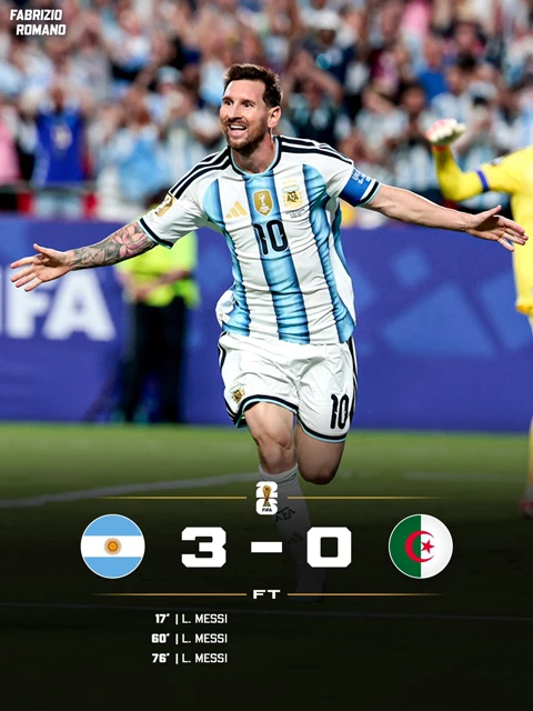 Kết quả Argentina 3-0 Algeria: Siêu nhân Messi Kết quả Argentina 3-0 Algeria: Siêu nhân Messi