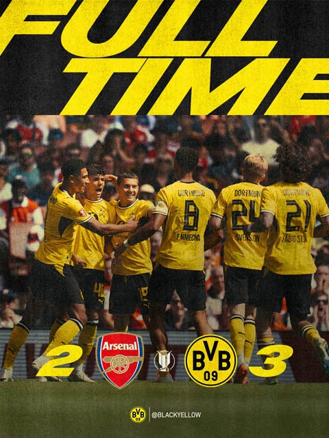 Kết quả Arsenal 2-3 Dortmund: Dortmund vô địch Emirates Cup 2026