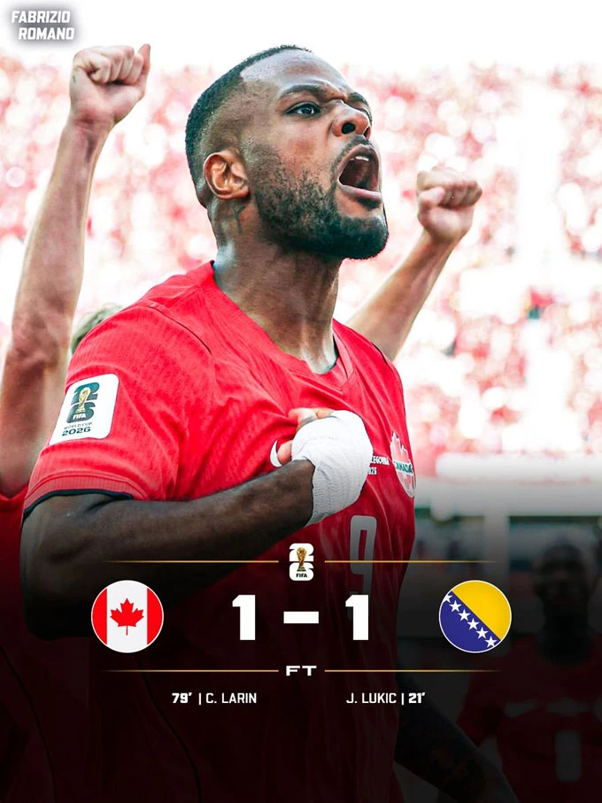 Kết quả Canada 1-1 Bosnia & Herzegovina: Chủ nhà hú vía Kết quả Canada 1-1 Bosnia & Herzegovina: Chủ nhà hú vía