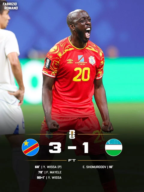 Kết quả CHDC Congo 3-1 Uzbekistan: Giành vé ngoạn mục Kết quả CHDC Congo 3-1 Uzbekistan: Giành vé ngoạn mục