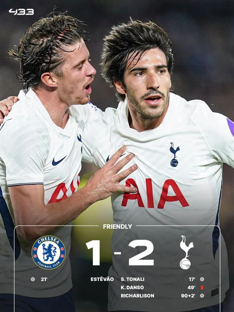 Kết quả Chelsea 1-2 Tottenham: Spurs thắng nghẹt thở