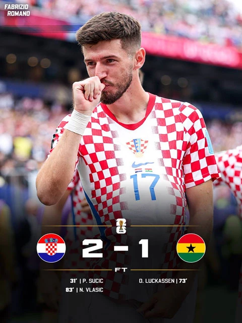 Kết quả Croatia 2-1 Ghana: Chiến thắng nghẹt thở Kết quả Croatia 2-1 Ghana: Chiến thắng nghẹt thở