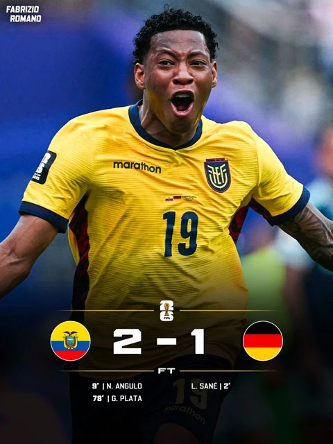 Kết quả Ecuador 2-1 Đức: Chiến thắng lịch sử