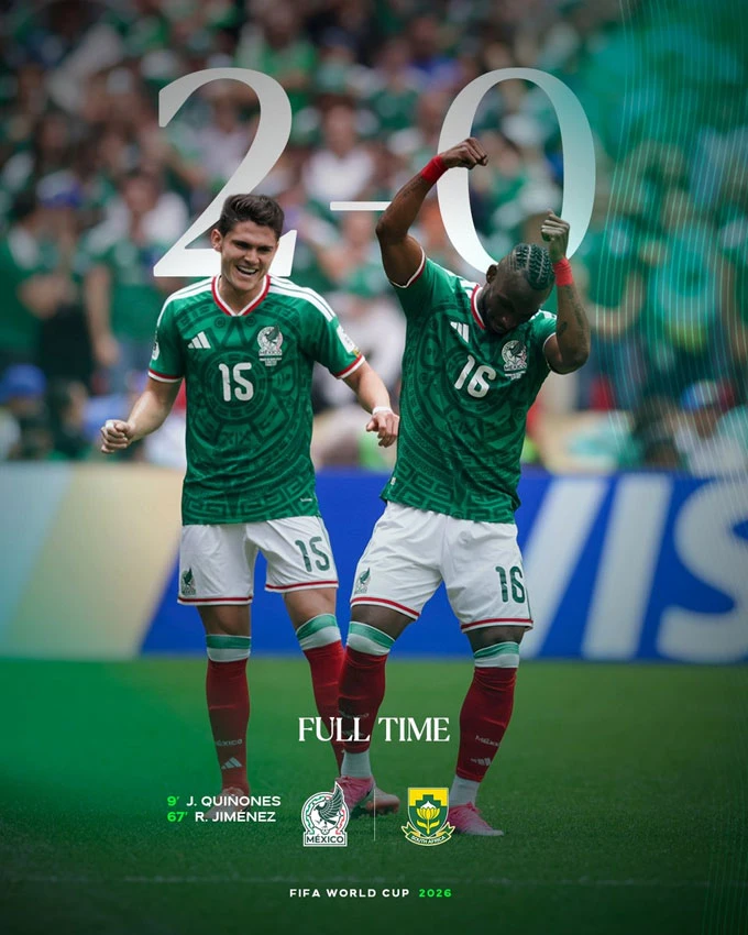 Kết quả Mexico 2-0 Nam Phi: Khai mạc World Cup tưng bừng