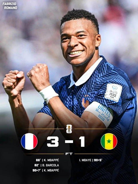 Kết quả Pháp 3-1 Senegal: Show diễn của Mbappe