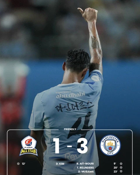 Man City đánh bại K-League All Stars với tỷ số 3-1