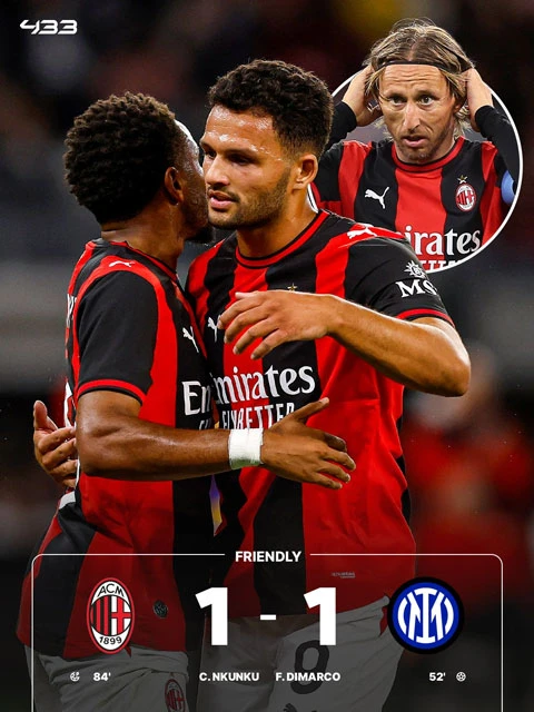 Nkunku ghi bàn trên chấm 11m, Milan hòa Inter ở derby trên đất Australia Nkunku ghi bàn trên chấm 11m, Milan hòa Inter ở derby trên đất Australia