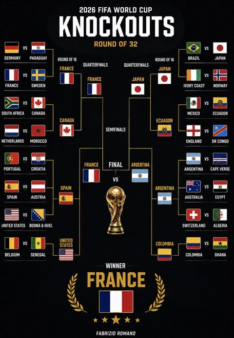 Siêu máy tính dự đoán vòng knock-out World Cup 2026 Siêu máy tính dự đoán vòng knock-out World Cup 2026