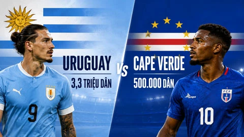 Uruguay vs Cape Verde: Cuộc đối đầu của 2 quốc gia ít dân nhất World Cup 2026 Uruguay vs Cape Verde: Cuộc đối đầu của 2 quốc gia ít dân nhất World Cup 2026