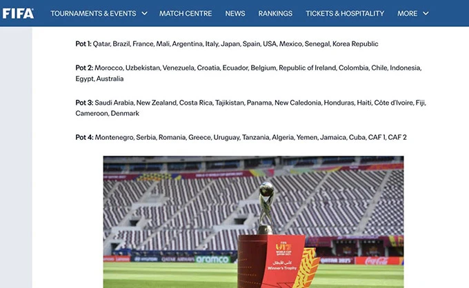 VFF đề nghị FIFA khắc phục gấp vụ U17 Việt Nam bị 'bỏ quên' ở U17 World Cup 2026 VFF đề nghị FIFA khắc phục gấp vụ U17 Việt Nam bị 'bỏ quên' ở U17 World Cup 2026