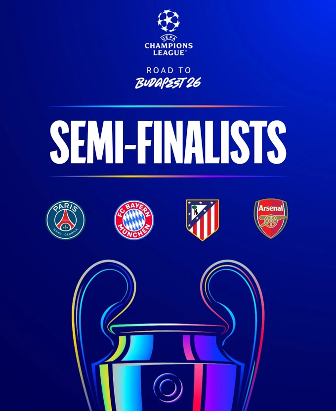 Xác định hai cặp bán kết Champions League 2025/26 Xác định hai cặp bán kết Champions League 2025/26