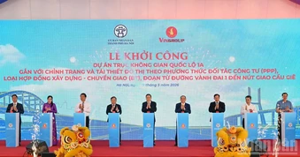[Ảnh] Chủ tịch Quốc hội Trần Thanh Mẫn dự Lễ khởi công Dự án trục không gian Quốc lộ 1A